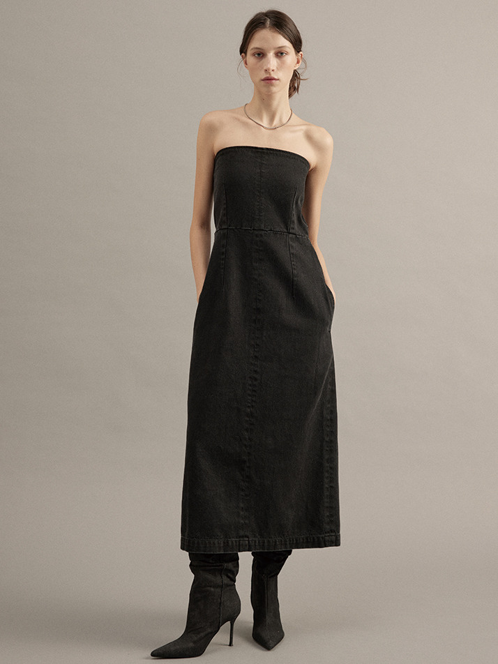 Denim Tube top Dress Blue