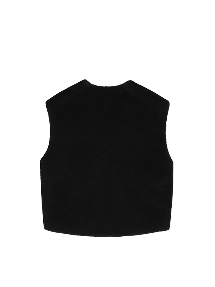 DOROTHY REVERSIBLE FAUX FUR VEST - BLACK