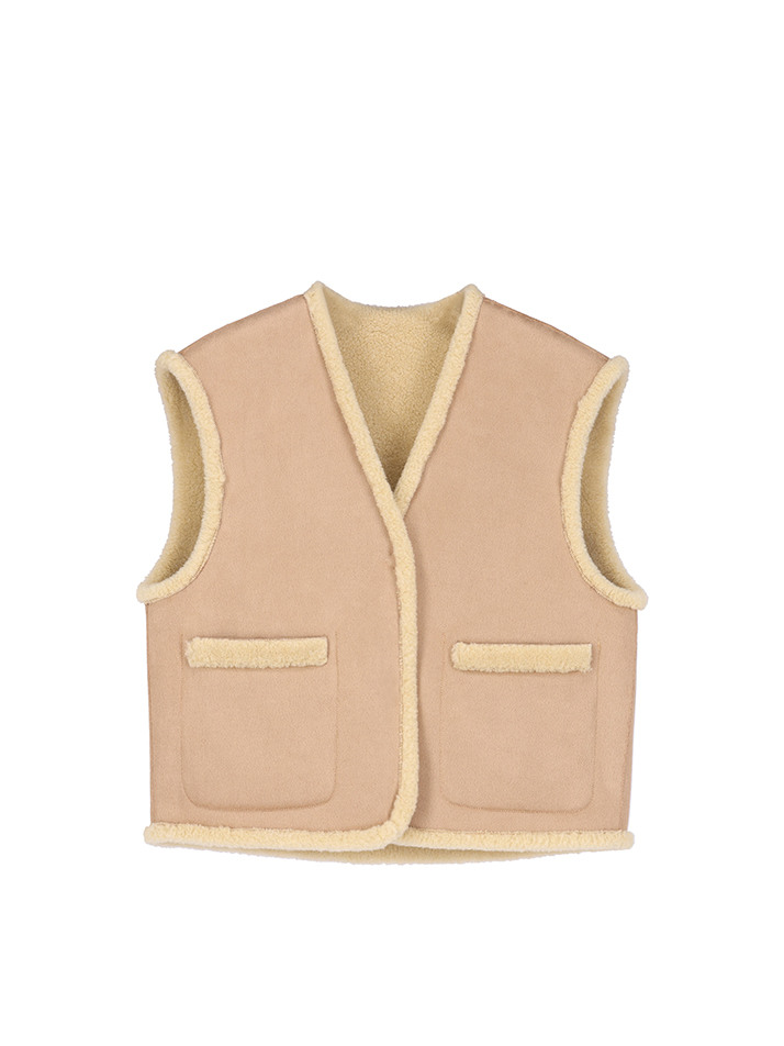 DOROTHY REVERSIBLE FAUX FUR VEST - HONEY CREAM