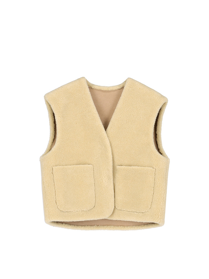 DOROTHY REVERSIBLE FAUX FUR VEST - HONEY CREAM