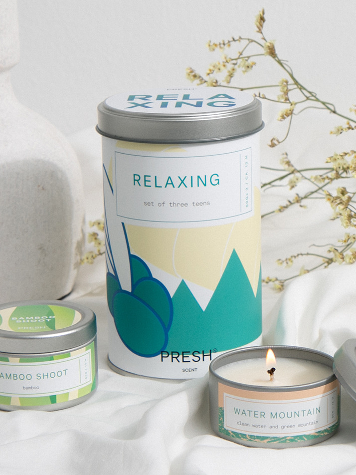 PRESH 통조림 캔들 향초 SMALL 3P 세트 60g x 3개입 GIFT