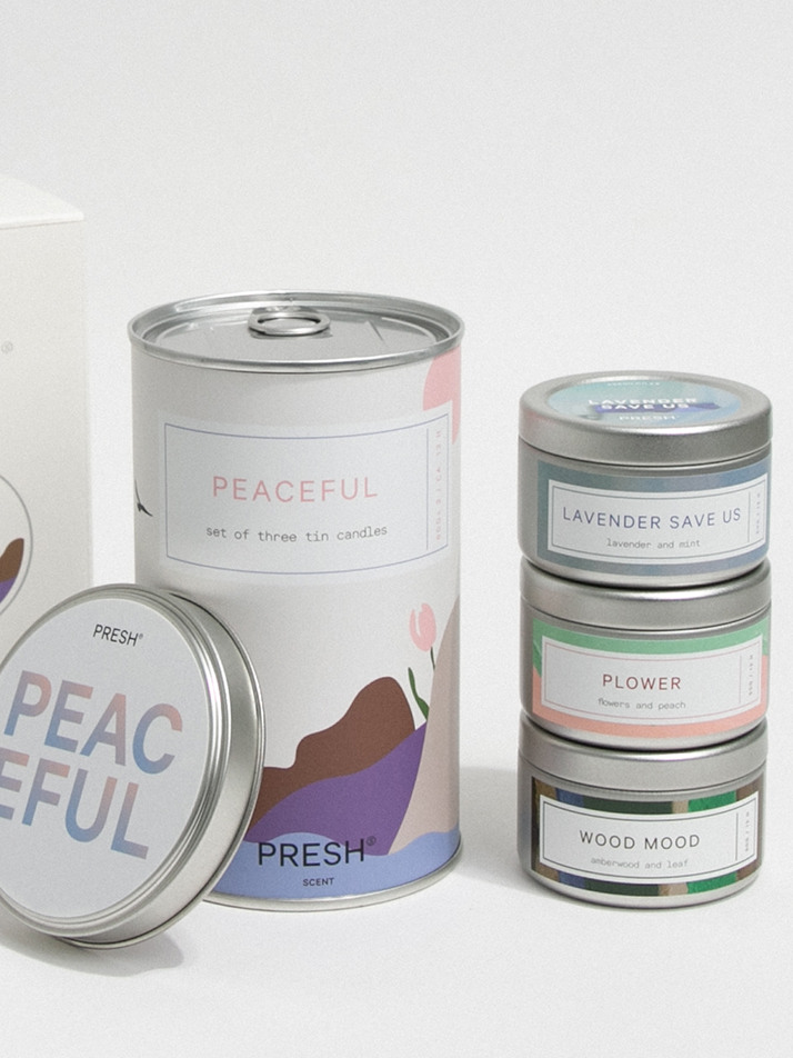 PRESH 통조림 캔들 향초 SMALL 3P 세트 60g x 3개입 GIFT