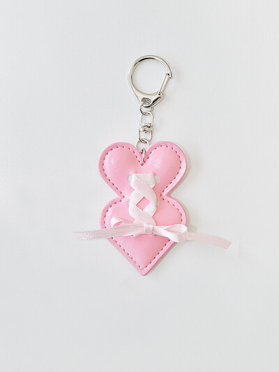 Double heart keyring_pink