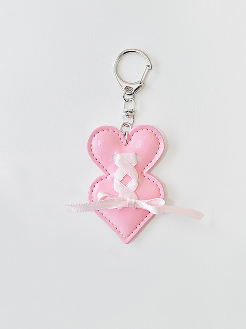 Double heart keyring_pink