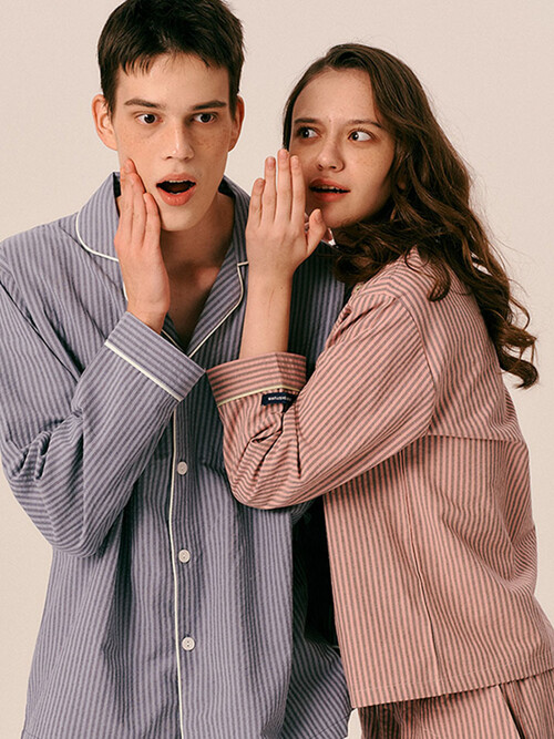 클라시컬 씬 스트라이프 파자마 [커플] 2SET 2C