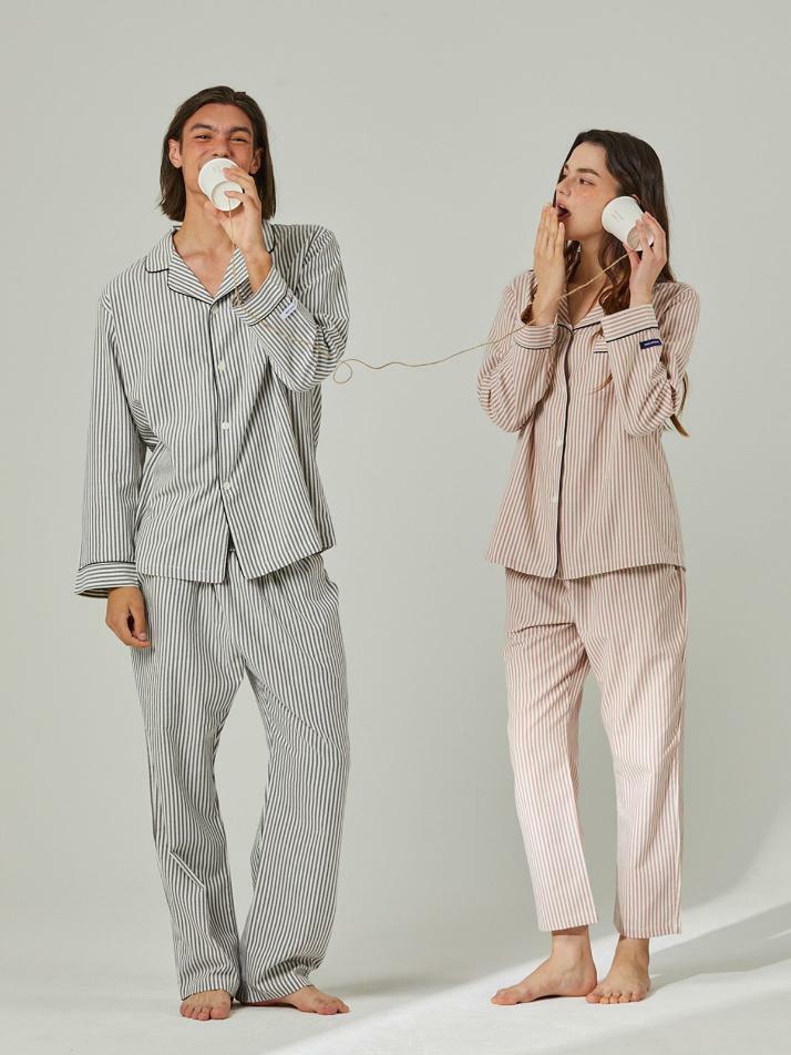 [커플] 웜 허그 트윌 스트라이프 파자마 2C 2SET