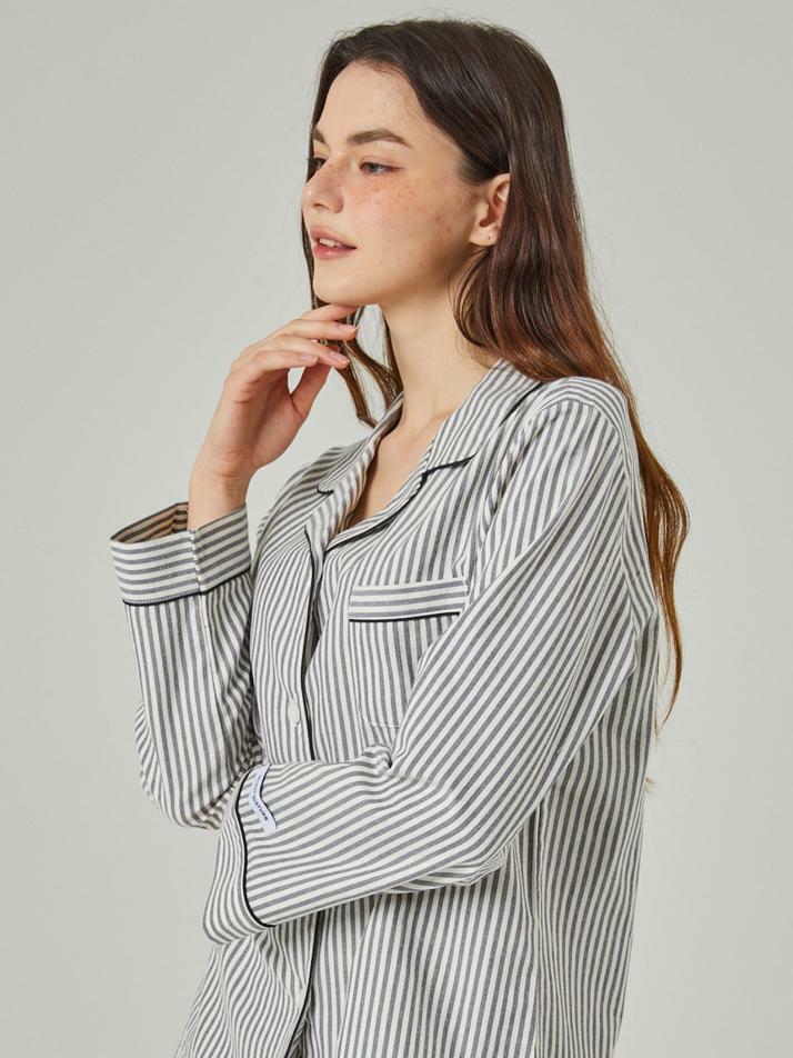 [커플] 웜 허그 트윌 스트라이프 파자마 2C 2SET