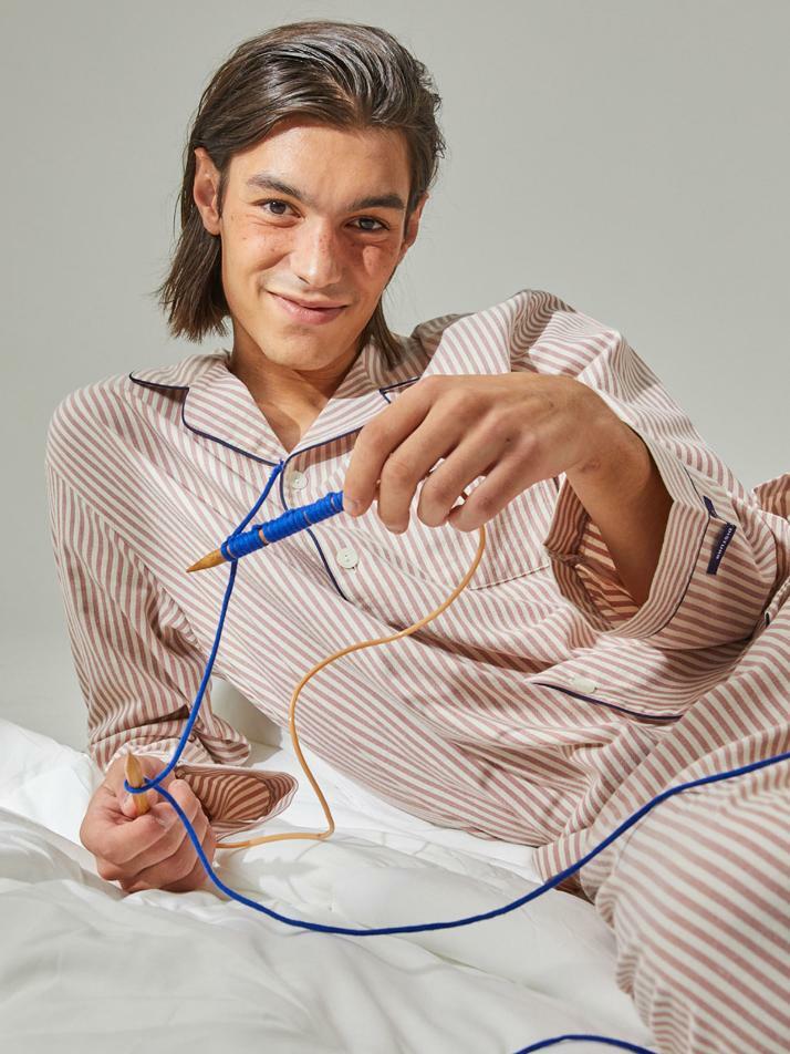 [커플] 웜 허그 트윌 스트라이프 파자마 2C 2SET