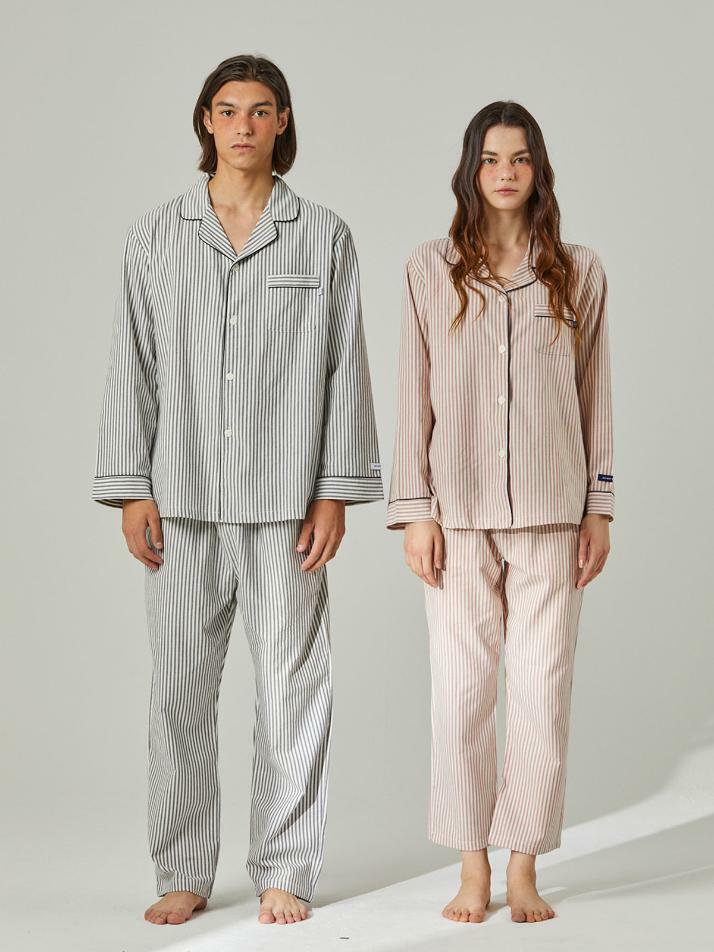 [커플] 웜 허그 트윌 스트라이프 파자마 2C 2SET