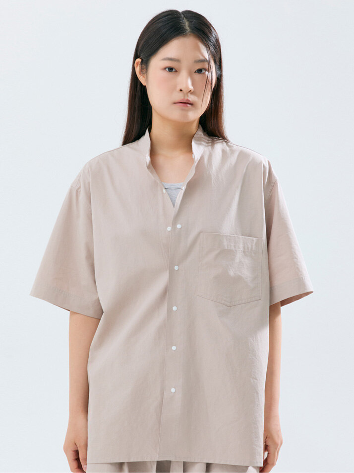 (uni) Lazed over short sleeve cotton g.beige
