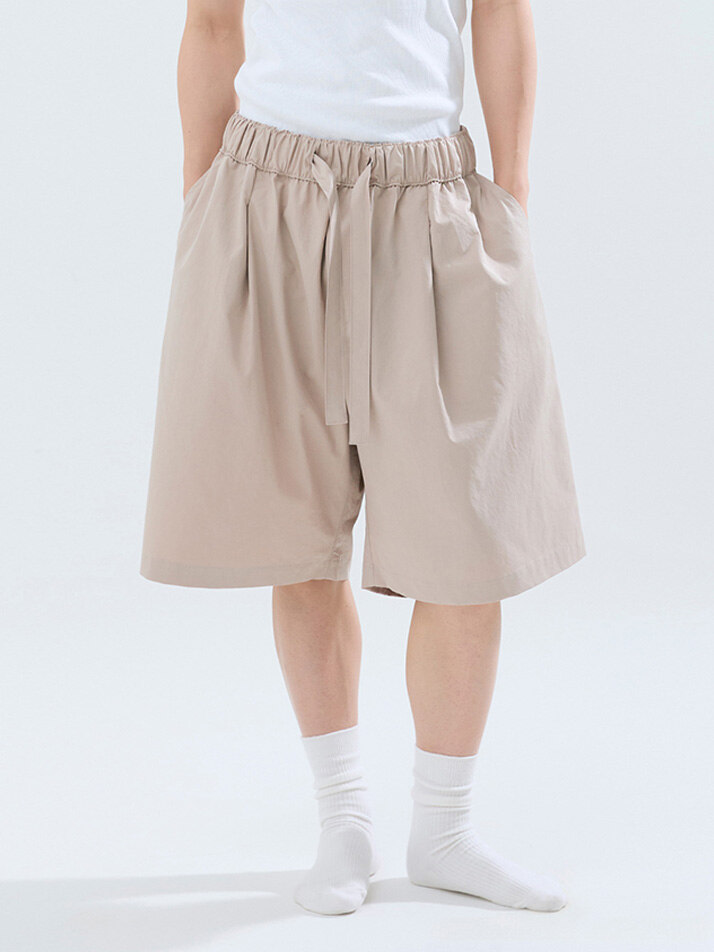 (uni) Lazed short pants cotton g.beige