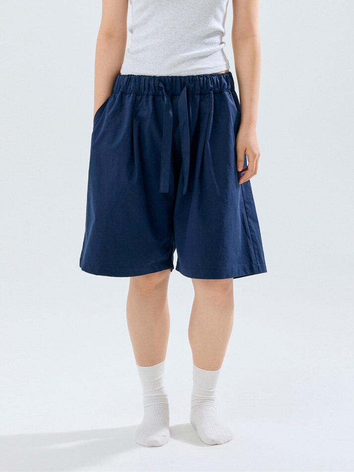 (uni) Lazed short pants cotton navy