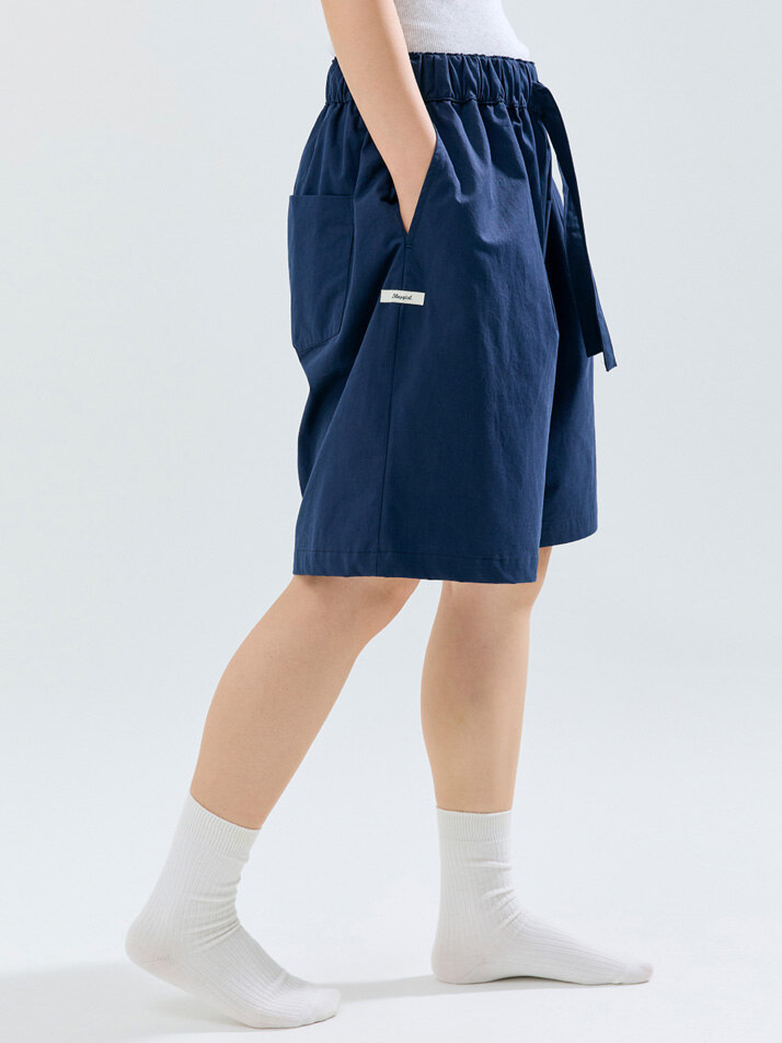 (uni) Lazed short pants cotton navy