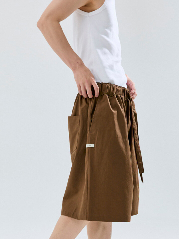 (uni) Lazed short pants cotton brown