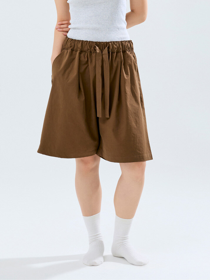 (uni) Lazed short pants cotton brown