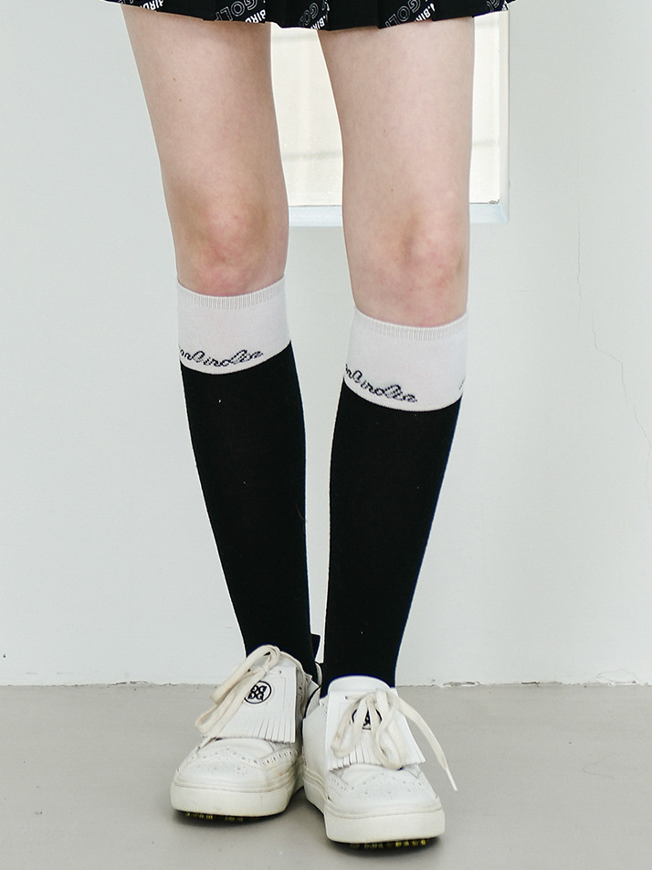 COLOR COMBINATION KNEE SOCKS 배색 니삭스 BLACK