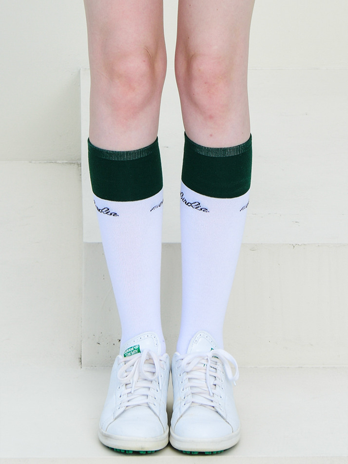 COLOR COMBINATION KNEE SOCKS 배색 니삭스 WHITE