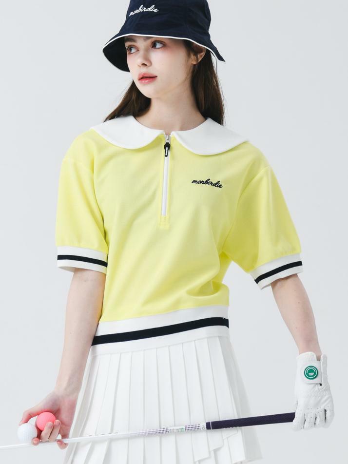 세일러 칼라 와플 티셔츠 YELLOW