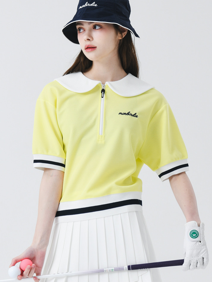 세일러 칼라 와플 티셔츠 YELLOW