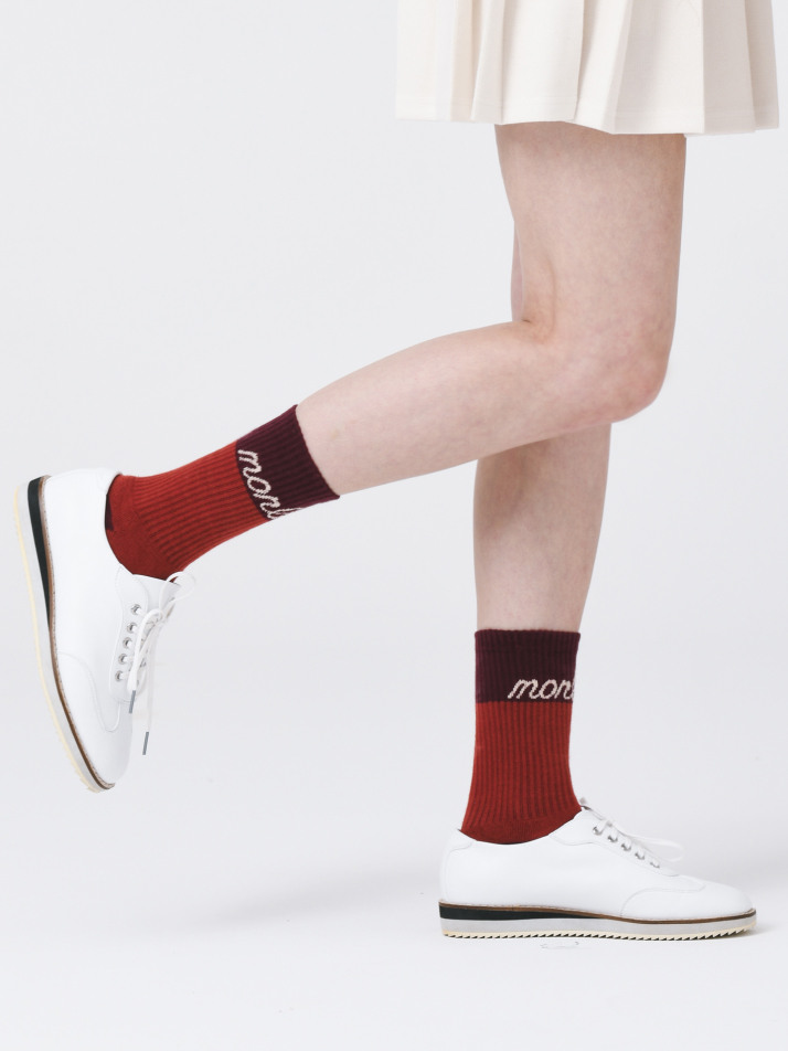 LOGO PLAY SPORTS SOCKS 미들 스포츠 삭스 BURGUNDY