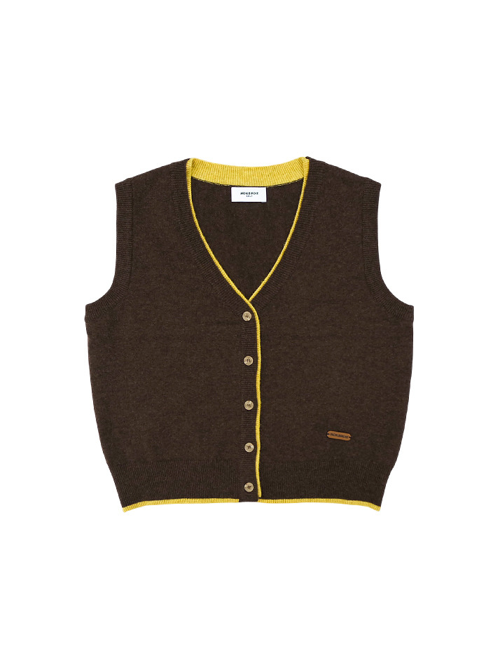샌더 버튼 니트 베스트 BROWN