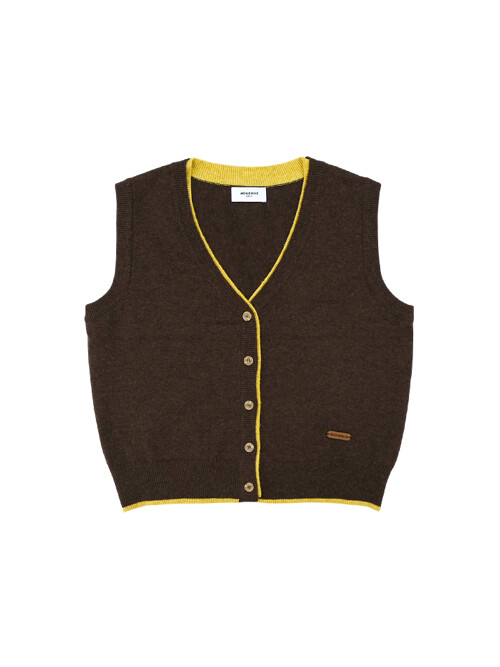 샌더 버튼 니트 베스트 BROWN