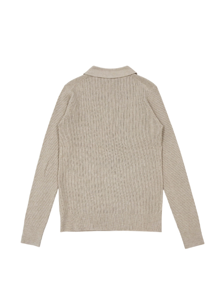 단추 골지긴팔 카라니트 BROWN