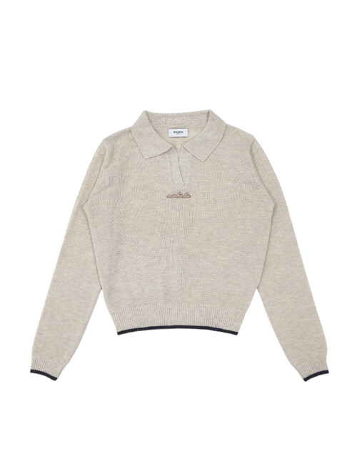 와플 소프트 오픈넥 긴팔니트 BEIGE