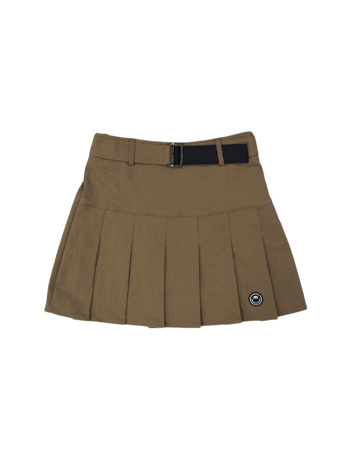 모그 벨트 플리츠 스커트 BROWN