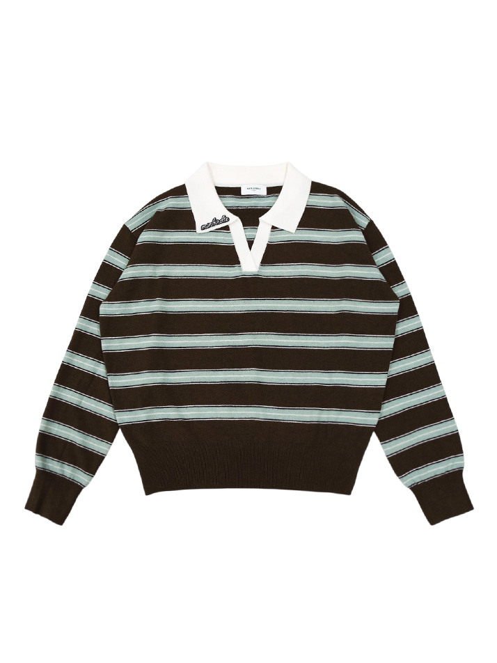 슬로우 스트라이프 카라니트 BROWN