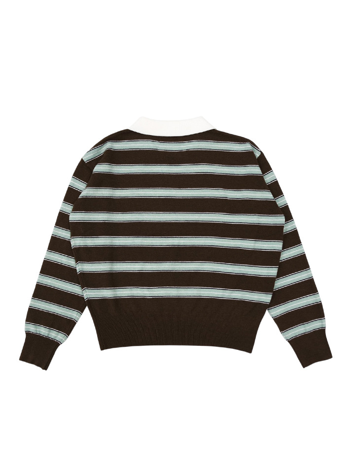 슬로우 스트라이프 카라니트 BROWN