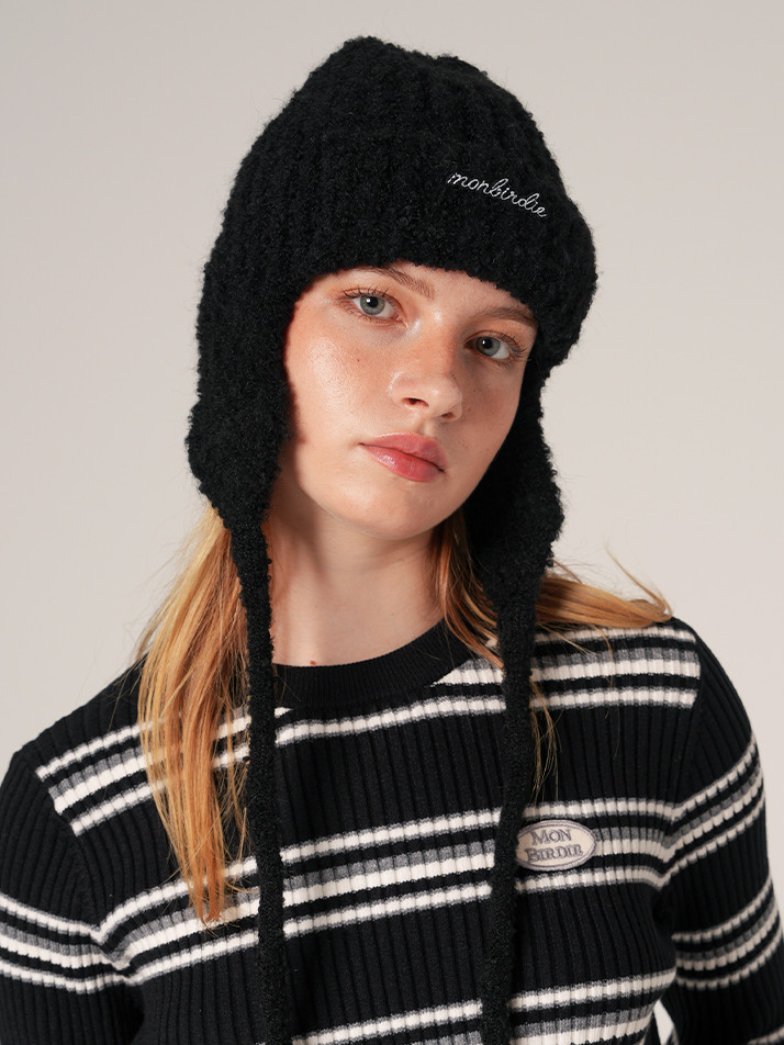 이어플랩 니트 트루퍼햇 BLACK