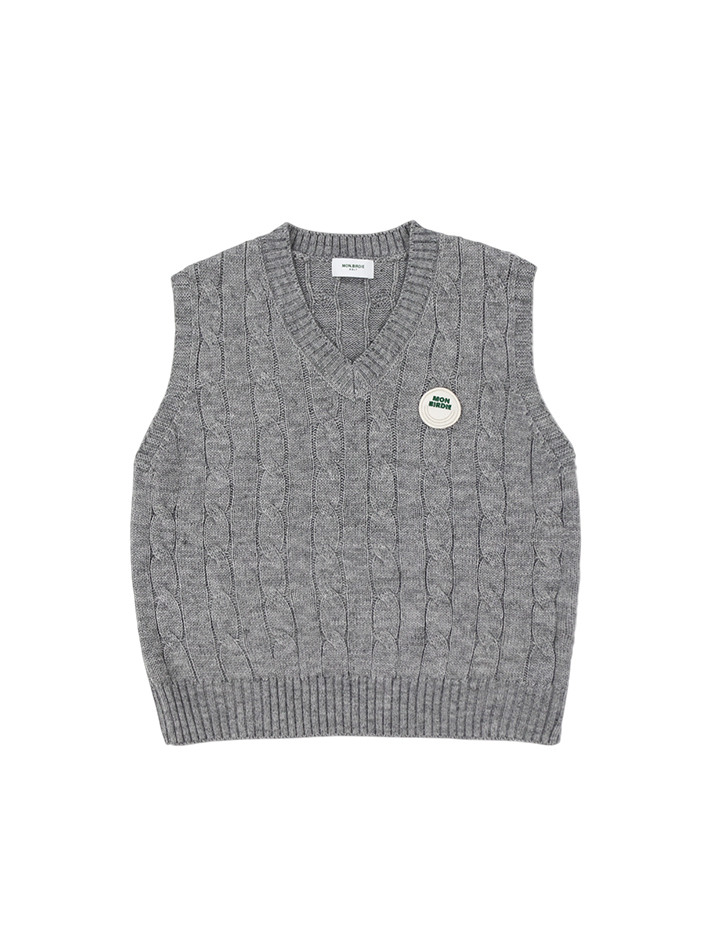 케이블 스마일 브이넥 베스트 GREY