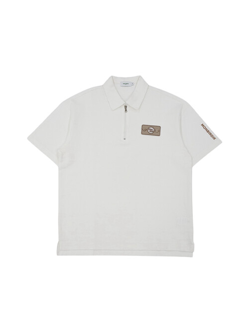 MEN'S 볼마커 반집업 카라넥 반팔 티셔츠 IVORY