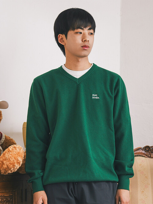MEN&#39;S 컬러링 브이넥 니트 GREEN