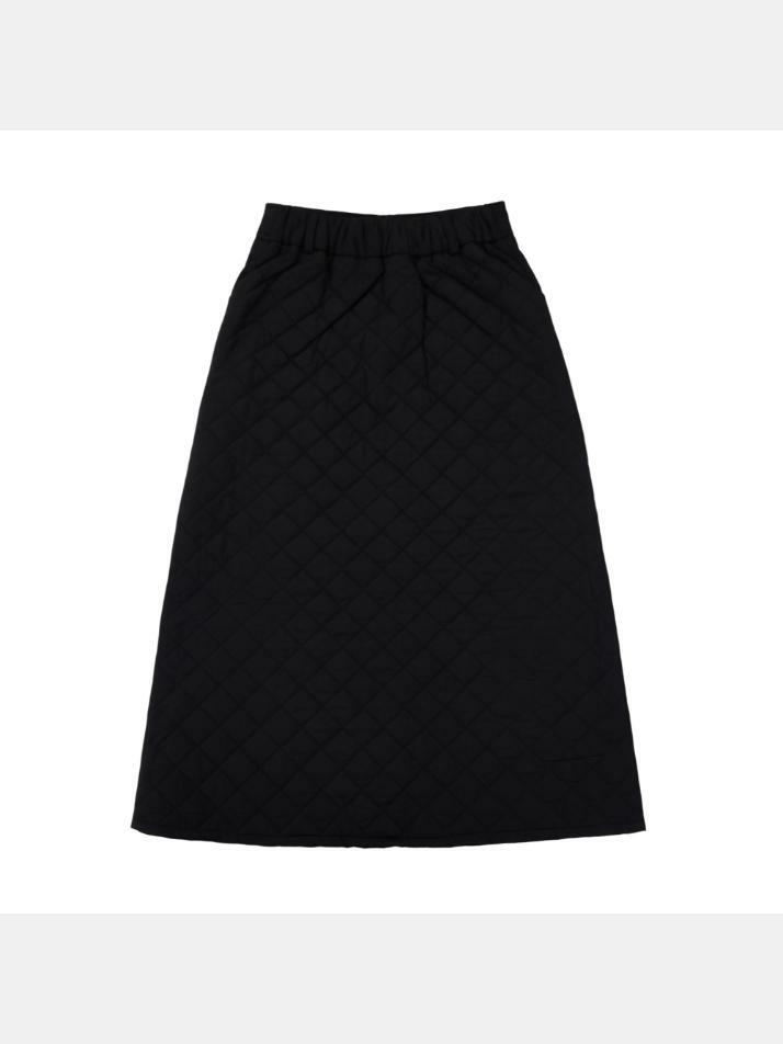 누빔 집업 패딩 롱스커트 BLACK