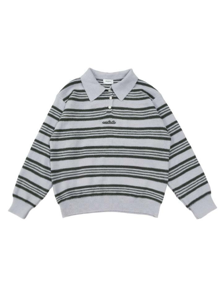 리타 스트라이프 폴로 니트 GREY