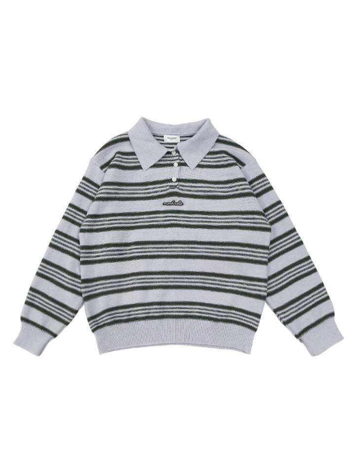리타 스트라이프 폴로 니트 GREY