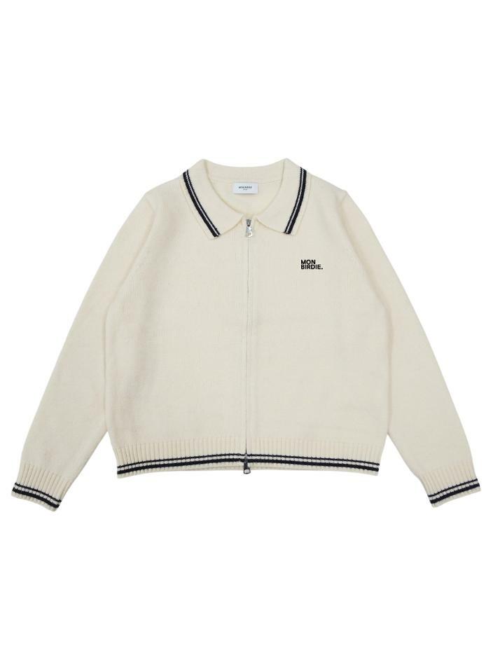 젠틀 카라넥 집업니트 IVORY