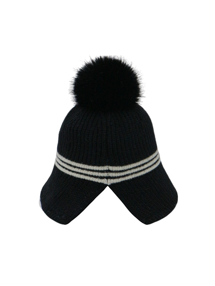 탈부착 폭스방울 울 버킷햇 BLACK