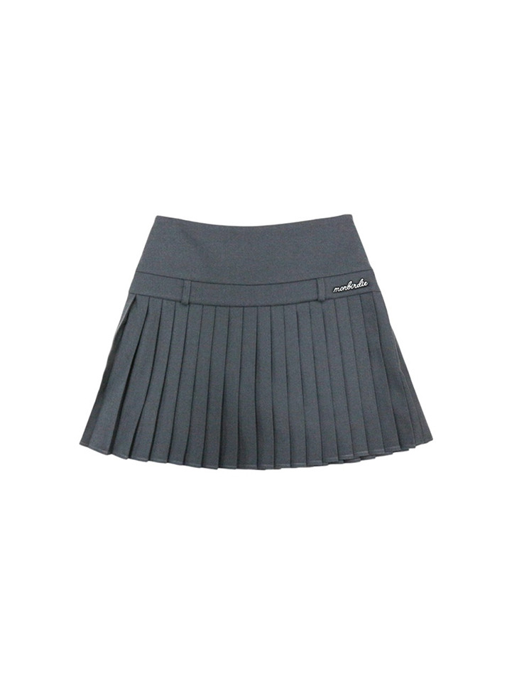 로우 라이즈 플리츠 기모 스커트 GREY
