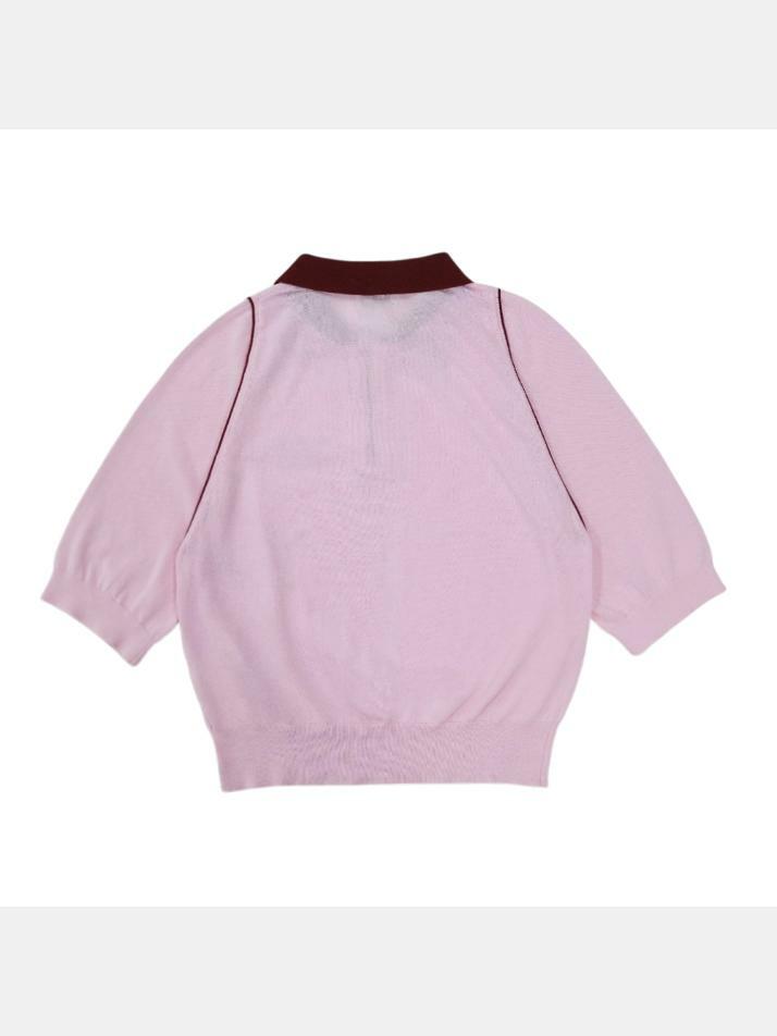 세이지 아노락 배색니트 PINK