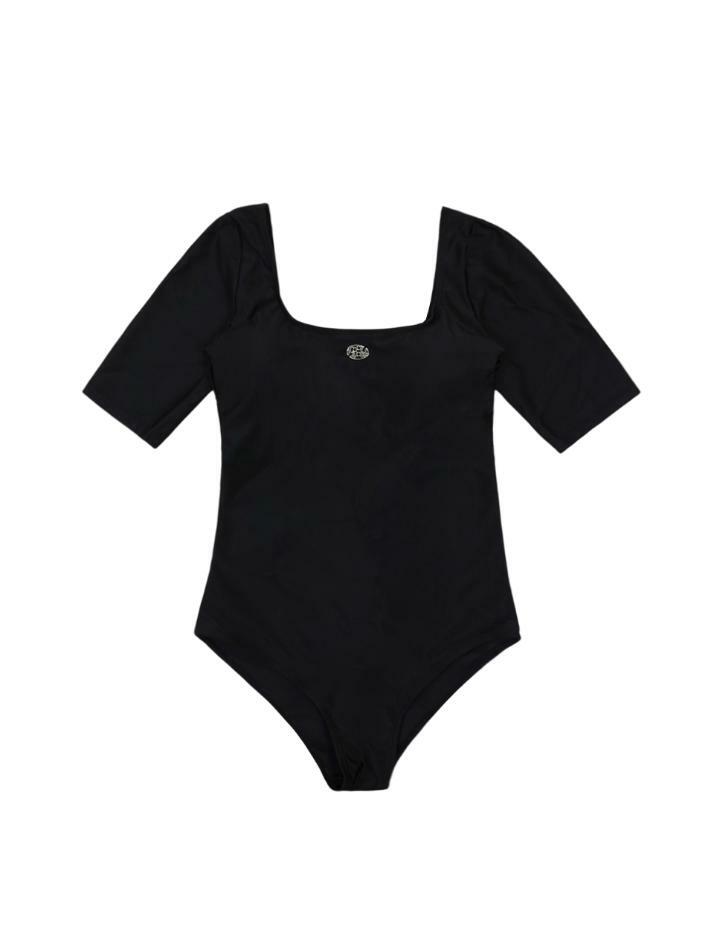 스퀘어넥 심플 수영복 BLACK