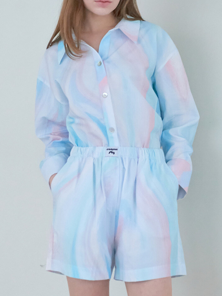 Pastel Blue (파스텔 블루 ) 파자마 쇼츠 세트
