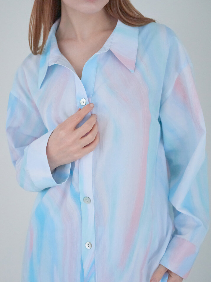 Pastel Blue (파스텔 블루 ) 셔츠 파자마 세트