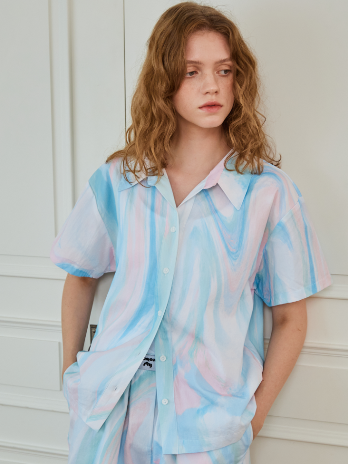 Pastel Blue 반팔 파자마 SET