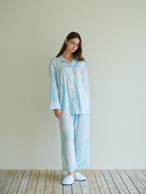 Pastel Blue Silky면모달  60수 파자마 세트