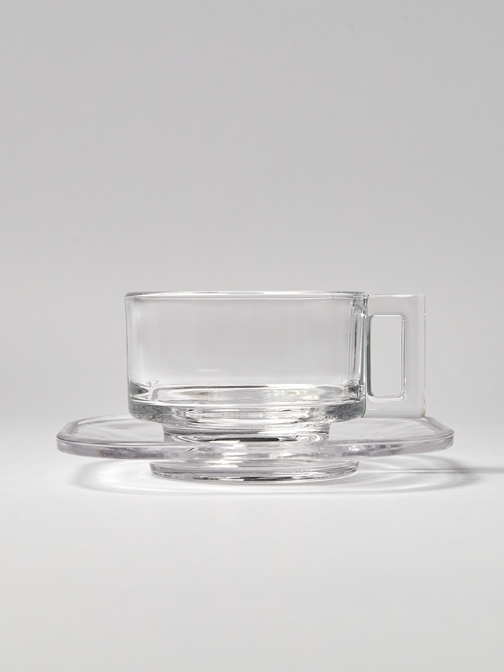 ARNO GLASS CUP AND SAUCER/CLEAR