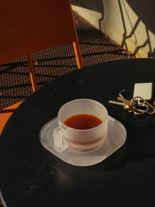 ARNO GLASS CUP AND SAUCER 2set/FROASTED