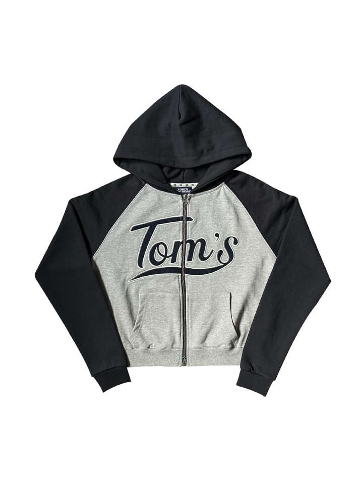TOM'S RAGLAN MIX HOOD ZIPUP NAVY